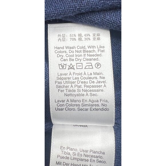 DONNA KARAN Womens Navy Textured Layered Sleeveless Scoop Neck Tank Large - Picture 7 of 11